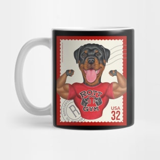 Cute Funny Rottie Rottweiler Postage Stamp Mug